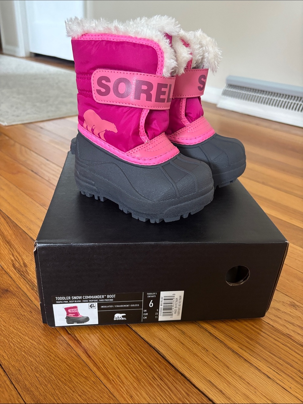 Toddler Sorel Snow Commander Snow Boot Pink Size 6 NEW